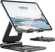 Nulaxy iPad Stand with Cord Holder, Fully Adjustable Foldable Desktop Tablet Stand Holder Compatible with iPad Air 4/Mini, New iPad 10.2/9.7, iPad Pro 11/12.9, All Mobile Devices (4-14''), Black