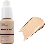 ABRUS® - PHOERA Foundation - Flawless Soft Matte Liquid Foundation with 24 HR Oil Control and Concealer, Full Coverage Makeup for a Smooth, Long-Lasting Look, Waterproof 30ml (102 Nude)