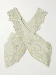 [Cult Gaia] Cult Gaia - Matias Cropped Mesh-trimmed Embroidered Linen Top - Off-white - small small Off-white