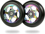 100mm Re-Entry Pro Scooter Wheels - Pair of 100mm Scooter Wheels - Freestyle Urethane - Scooter for Kids - 24mm x 100mm - Bearings Installed in Scooter Wheel - 90 Day Warranty - Scooter Parts