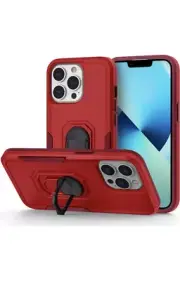 FulSoulComM for iPhone 13 Pro Max Case with Ring Kickstand Color Red