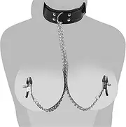 Nipple Clamps Breast Clip Leather Collar Choker Necklace Couple Flirting Toys Nipple Jewelry Non Piercing Nipple Barbells
