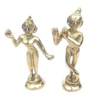 Brass Radha Krishna Standing Idol /Statue for Home/Temple ( Size: 4 inch )