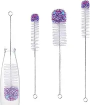 Bottle Brush – 3Pcs Nylon Cleaning Brush, Flexible Long Handle Design | Bendable Bottle Cleaner for Beer Bottles, Sports Water Bottles, Baby Bottles, Glassware, and Kitchen Containers