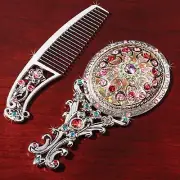 2 PC SILVER Jeweled VANITY SET Comb & Mirror NEW In Box DELUXE Heirloom