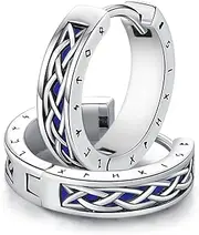 [Friggem] Hoop Earrings Men Women 925 Sterling Silver Viking Earrings and Nordic Runes Earrings Jewellery Gifts for Men Women