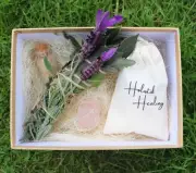 Beautiful, hand made Energy healing gift pack - Crystal, Smudge stick, bath bomb