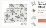Prepara Floral Natural Beewax Food Wrap, Set of 3 Sheets