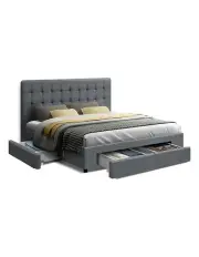 [Artiss] 4 Storage Drawers Bed Frame King in Grey