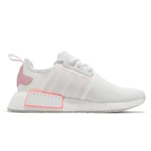 【adidas 愛迪達】休閒鞋 NMD_R1 W 白 粉紅 女鞋 BOOST 緩震 反光 襪套式 運動鞋 愛迪達(GW5679)