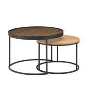 Urban Style 760mm Walnut and English Oak Reflect Nested Coffee Table Set