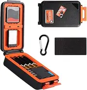 Camera Battery Memory Card Case Professional Waterproof & Shockproof Camera Battery Storage Box Hold 2 Camera Batteries 4 SD SDXC SDHC Cards 2 XQD Cards or 2 CF Cards(Orange)