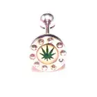 1 - 14g 12mm Comfort Fit Marijuana Leaf Logo Ball Flat Top Tongue Ring SS 316L