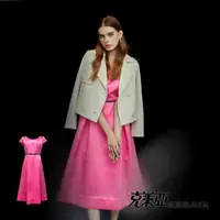 在飛比找momo購物網優惠-【KERAIA 克萊亞】浪漫花都優雅桃粉緞面小洋裝