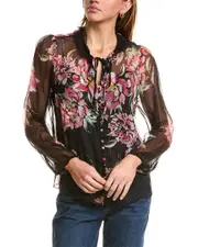 Johnny Was Jaycee Silk Peasant Blouse