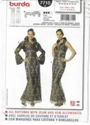 C322 BURDA 7715: EVERNING DRESS & JACKET SIZE 10-22 SEWING PATTERN
