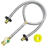 Upgrade Stainless Braided Y-Splitter Dual Propane Tank Converter Adapter Hose...