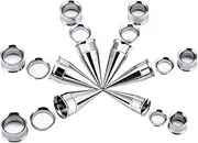 [TBOSEN] Ear Plugs Tunnels Gauge Stretcher Taper Kit Stainless Steel Double Flare Alloy 3 In 1 Set