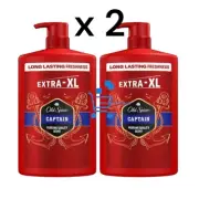 Old Spice Captain Shower Gel Men 1000ml 3-in-1 Mens Shampoo Body-Hair-Face Wash