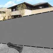 [SHADEWIZ] 3' x 10' Gray Privacy Screen Fence Cover Heavy Duty Fencing Mesh with Zip Tie for Deck, Patio, Backyard, Outdoor Pool, Porch, Railing - We Can Make Custom Sizes