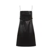 [Givenchy] Givenchy-Black Voyou Lamb Leather Mini Dress-Donna 36 FR