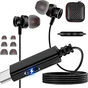 Headphones Wired with USB-C Plug Charging Port Type C Ear Buds with Remote Control Music Phone Calls Microphone Earphones Corded Earbuds for iPad iPhone 16 15 16e iPad Samsung Google Pixel Android