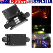 2 Way Black Outdoor Waterproof IP65 Junction Box Plastic Electric Enclosure Case
