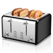 Keenstone 4-Slice Stainless Steel Retro Toaster: 6 Settings, Removable Tray