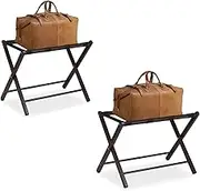 2-Pack Luggage Rack - 2-Tier Hotel Solid Wood Storage Shelf, Foldable Suitcase Stand, Home Suitcase Luggage Stand, Floor-Standing Luggage Holder with Shoe Rack, for Hotel/Bedroom