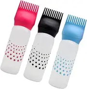 WEKADRIN 3Pcs Refillable Hair Dye Bottles with Comb Leakage Hair Coloring Containers for Salon Barbershop Includes Blue Red Black Colors for Hair Styling