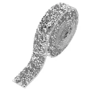 Rhinestone Ribbon 9/16 Inch 1 Yards Crystal Ribbon Trim Roll Silver