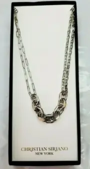Christian Siriano New York Necklace Silver Plated 3 Kinds Of Chain In 1 New