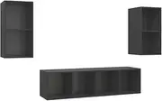Wall-Mounted TV Cabinet Set of 4 | Grey Engineered Wood | Space-Saving Design for Living Room & Bedroom | Sturdy & Modern TV Stand