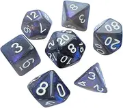 Generic 7pcs Multi-Sided Dice, Game Dice, Role Playing Dice D4-d20 Polyhedral Dice Set, Acrylic Dice, for Role Playing Game, Tabletop Game, Black and Blue