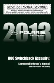 Polaris 2013 800 SWITCHBACK ASSAULT Owners Manual NEW PAPERBACK