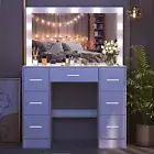 Dressing Table Set White Make up Desk 7 Drawers Vanity Table with Lighted Mirror