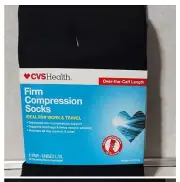 Large / XL CVS Health Black Unisex Firm Compression Socks Over-the-Calf Length