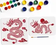2 Styles Oriental Dragon Auspicious Clouds Stencil 11.8×11.8/11.7×8.3Inch Large