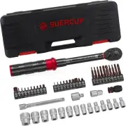 1/4" 50 PCS Torque Wrench Set, 3-25Nm 72 Tooth Drive Click Torque Wrench Set wit