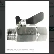 MINI BALL VALVE 3/8 MIP X 3/8 FIP SS # 46904SS