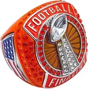 Discount Sports Rings, FOOTBALL FINALIST RING — Player Award, assorted colors and gemstones (Orange), Non-Precious Metal, Quartzite