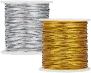 109 Yards 1.5Mm Metallic Cord Braided Metallic Beading Cords Thread String Metal