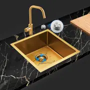 ACA Hand Free Drain Control Single Bowl Kitchen Laundry Sink 44x44cm Nano Gold