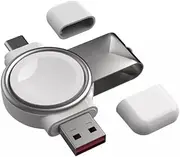 (MFI Certified) Portable 2 in 1 Wireless Smart Watch Charger USB Type A and Type c for Apple iwatch Travel Cordless Fast Charge, for Watch SE Series 7/6/5/4/3/2/1