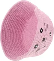 LOORGVEL Small Cotton Rope Basket with Cat Ears Cute and Washable Nursery Storage Bin for Shower and Pet Compact Decorative Organizer Pink