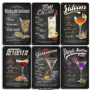 6pcs Vintage Chalk Board like Home Decor Cocktail Metal Tin Signs,NEW 12x8