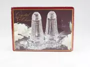 Crystal Clear Bohemia Salt and Pepper Shakers With Tray, made in Czechoslovakia