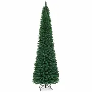 Costway 2.7M PVC Pencil Xmas Tree Slim Christmas Tree Home Decor Green