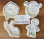 Shrek Cookie Cutter & Embosser Stamps Set Of 4 - Donkey - Princess Fiona