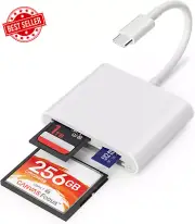 USB-C SD Card Reader 3-Slot Adapter for iPhone 15 Mac iPad CF/SD/TF